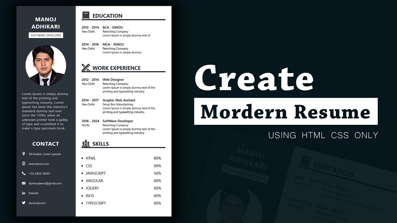 Generating a resume with HTML and CSS make an attractive resume
